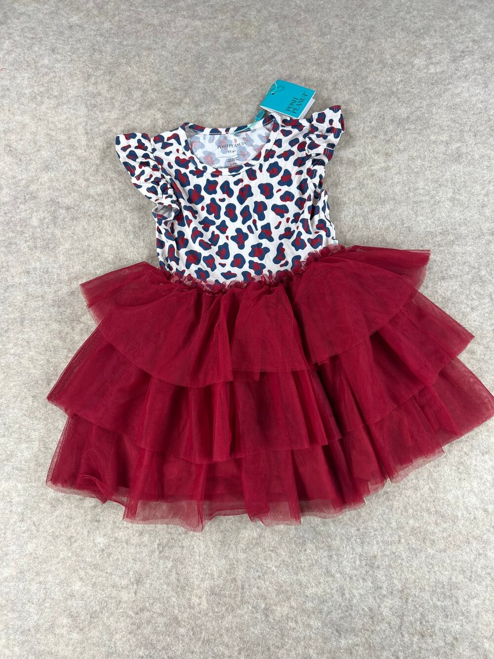 Posh Peanut Liberty Grace Leopard Bamboo Tulle Dress Girls Size 5/6 NEW